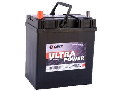 QWP Ultra 12V  35 Ah bal + vékony autó akkumulátor