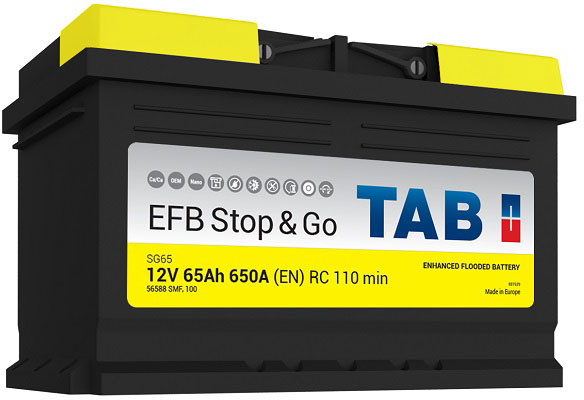 TAB EFB STOP&GO SMF 12V  65 Ah jobb + normál autó akkumulátor